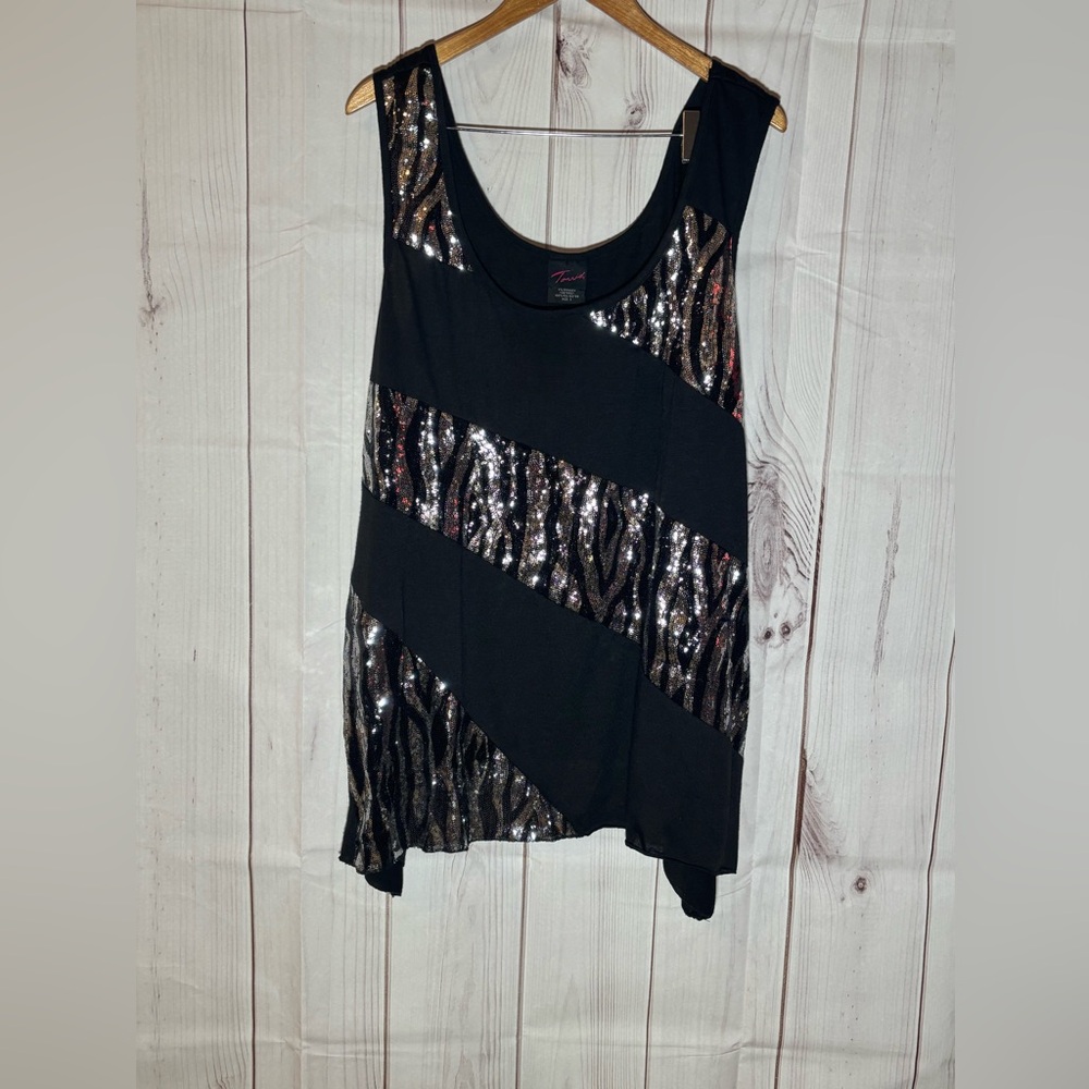 Torrid Black and Silver Sequin Women's Top